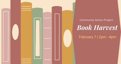 Graphic with books on it for a volunteer event